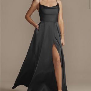 Charmeuse Cowl Bridesmaid Dress with Lace-Up Back